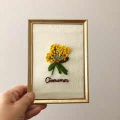 Vintage Cinnamon Crewel Embroidery Framed