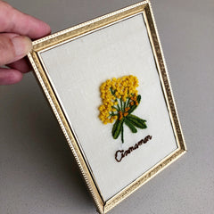 Vintage Cinnamon Crewel Embroidery Framed